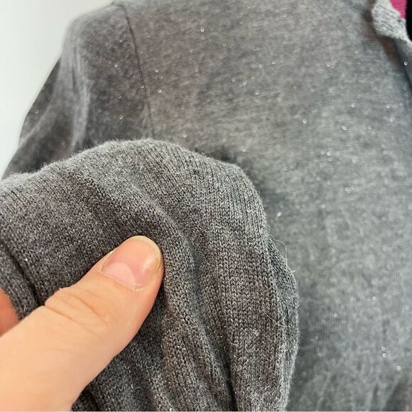 Nicole Miller Gray Button Up Cardigan with Lurex Silver Threads - Picture 8 of 12